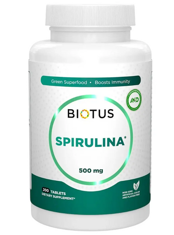 Спірулина, Spirulina, Biotus, 500 мг, 200 таблетки НФ-00000201 фото