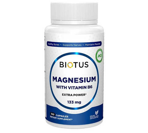 Магній і вітамін B6 Biotus Magnesium with Vitamin B6 Extra Power 100 капсул НФ-00000186 фото