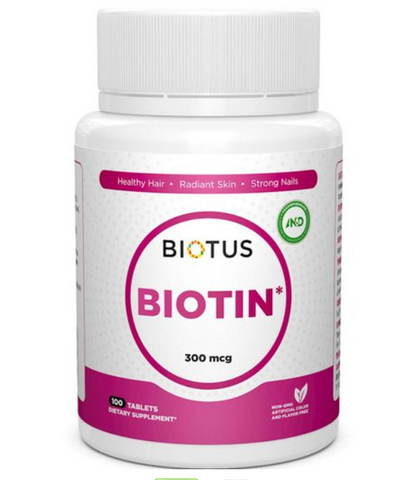 Біотин, Biotin, Biotus, 300 мкг, 100 таблетки НФ-00000187 фото