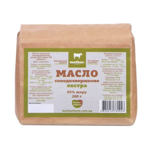 Масло солодковершкове Mother екстра 85% 200 г НФ-00000673 фото