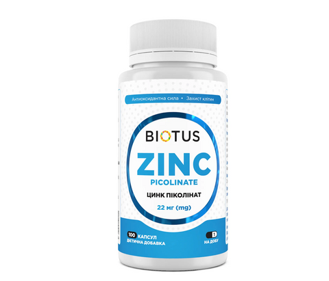 Цинк піколінат, Zinc Picolinate, Biotus, 22 мг, 60 капсули НФ-00000190 фото